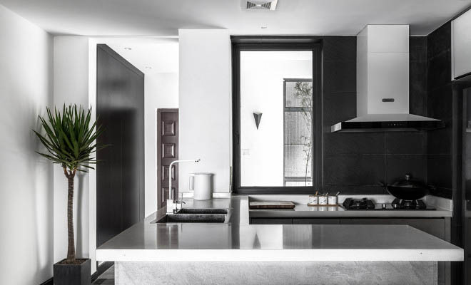 120平現(xiàn)代風(fēng)家裝案例，黑與白的詩(shī)情畫(huà)意